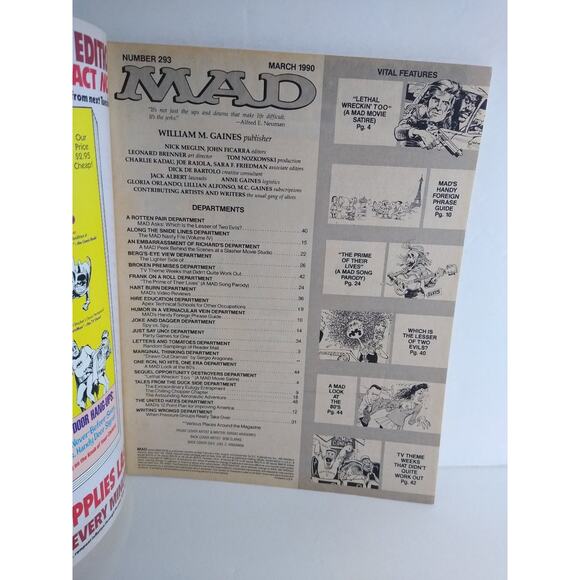 MAD #293 March 1990 Mad Magazine Comic Book Lethal Weapon 2 Parody Spoofs - Picture 2 of 5